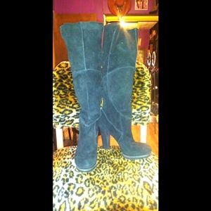 Nine West Black Suede Platform Boots